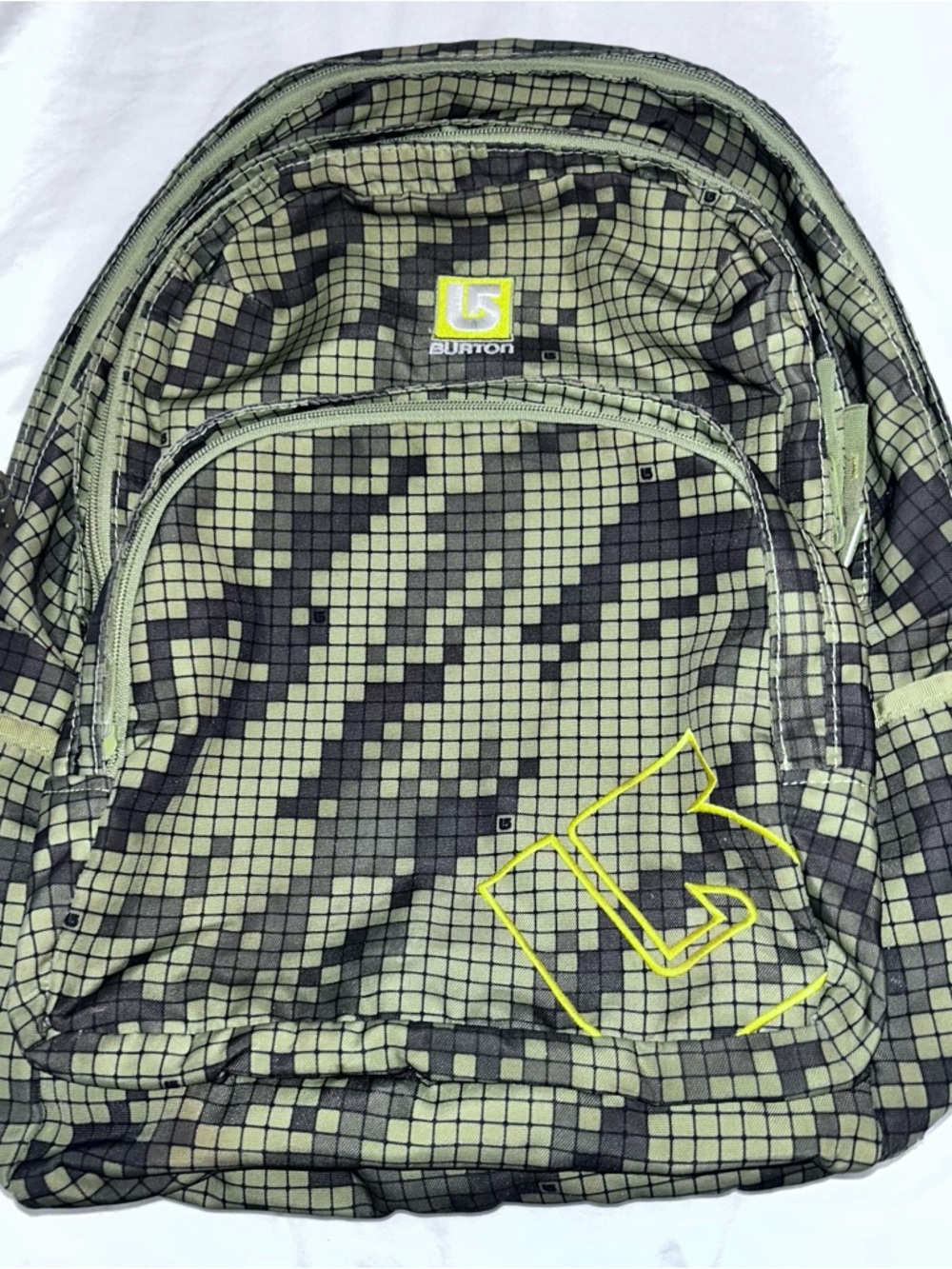 Burton Olive and Black Grid Camo Backpack